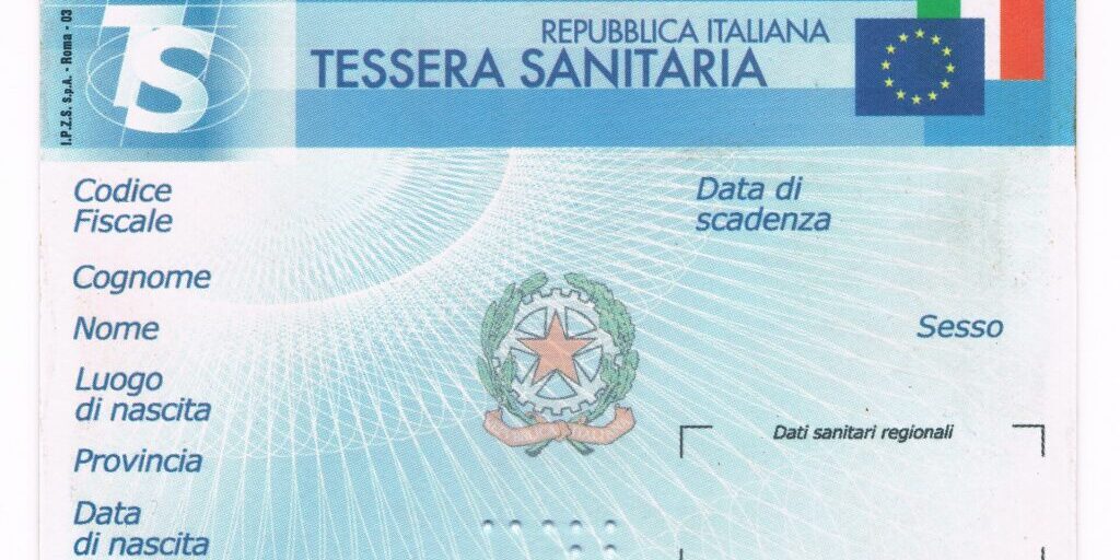 Italian health insurance card with chip and official seals